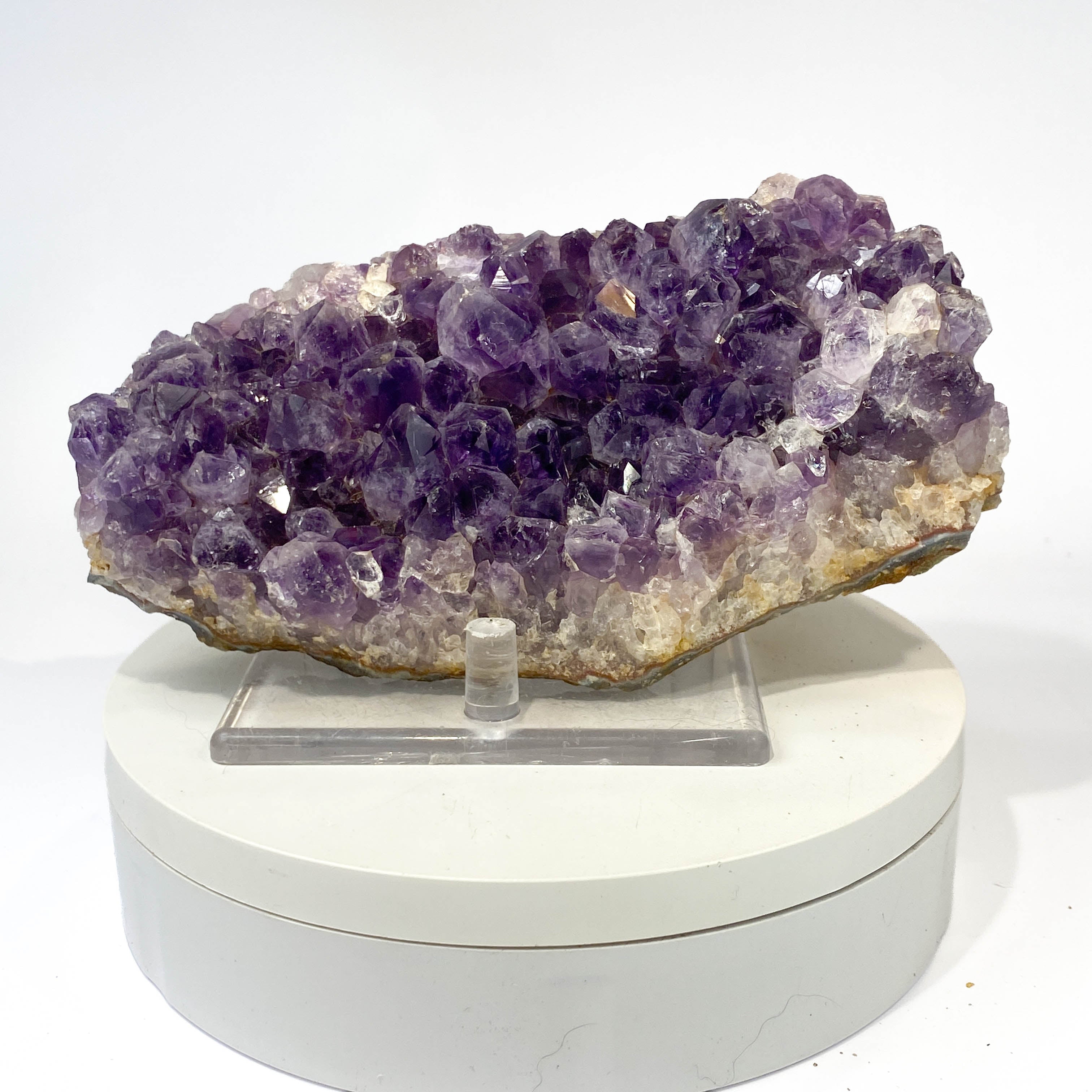 #1009  Rich Deep Amethyst Cluster with Some Clear Crystals for a Rich Contrast, Partial Amethyst Phantoms in Some Points, 6Lx3.25W x 1.75T, 1 lb  4.2oz