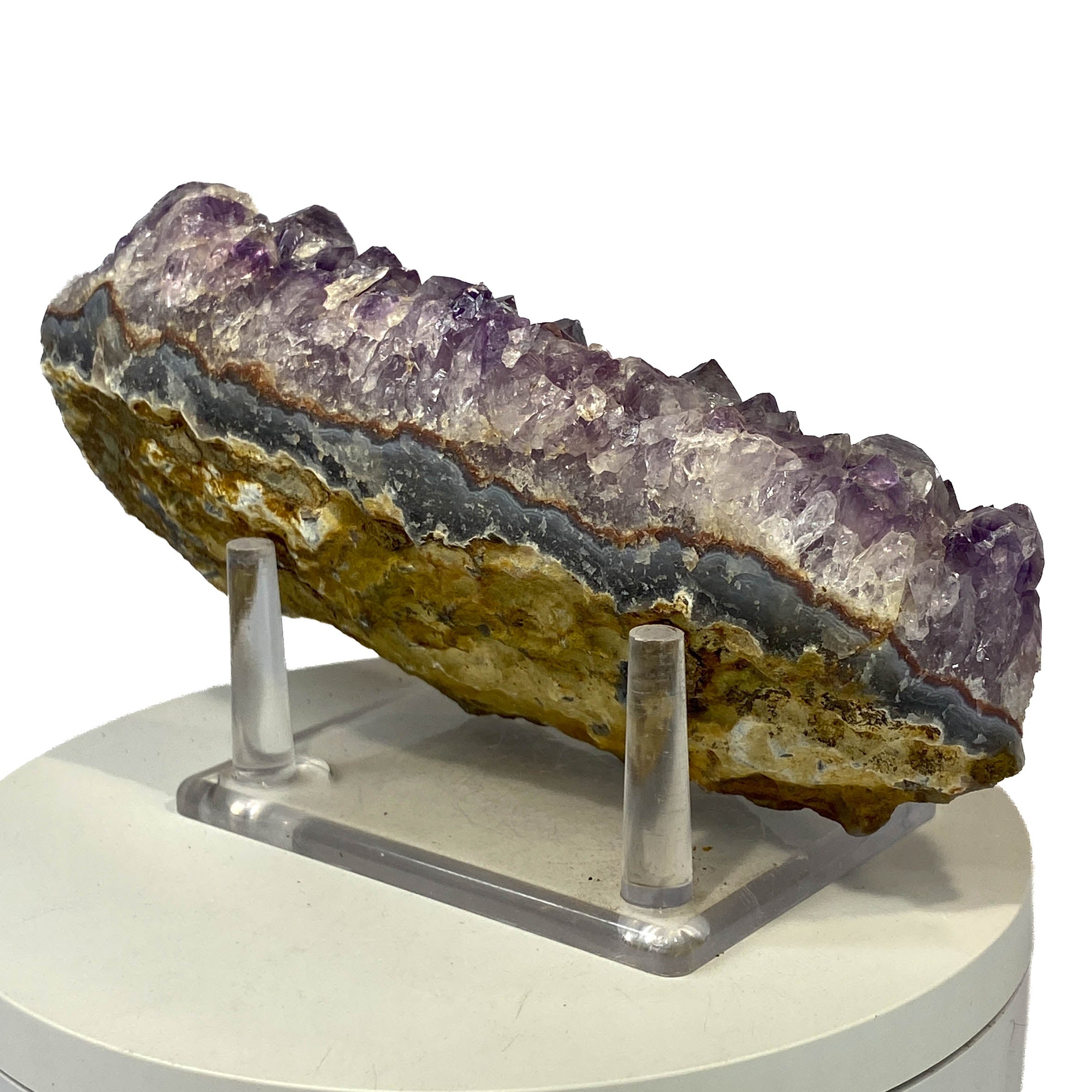#1009  Rich Deep Amethyst Cluster with Some Clear Crystals for a Rich Contrast, Partial Amethyst Phantoms in Some Points, 6Lx3.25W x 1.75T, 1 lb  4.2oz