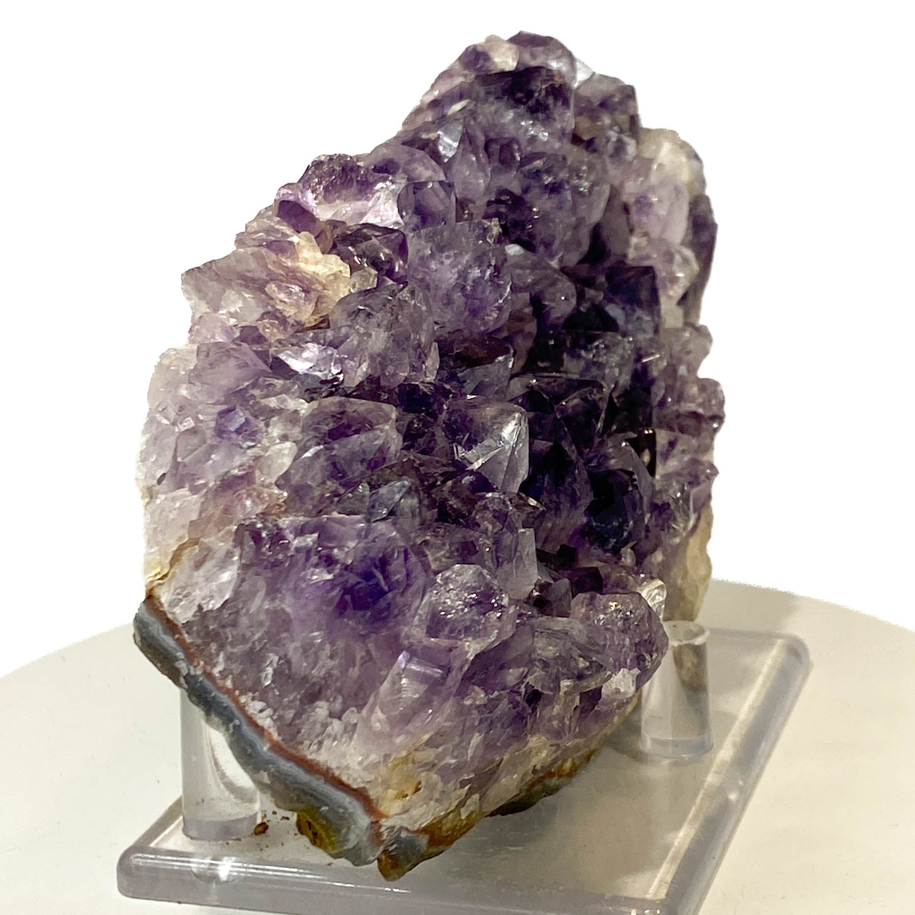 #1009  Rich Deep Amethyst Cluster with Some Clear Crystals for a Rich Contrast, Partial Amethyst Phantoms in Some Points, 6Lx3.25W x 1.75T, 1 lb  4.2oz