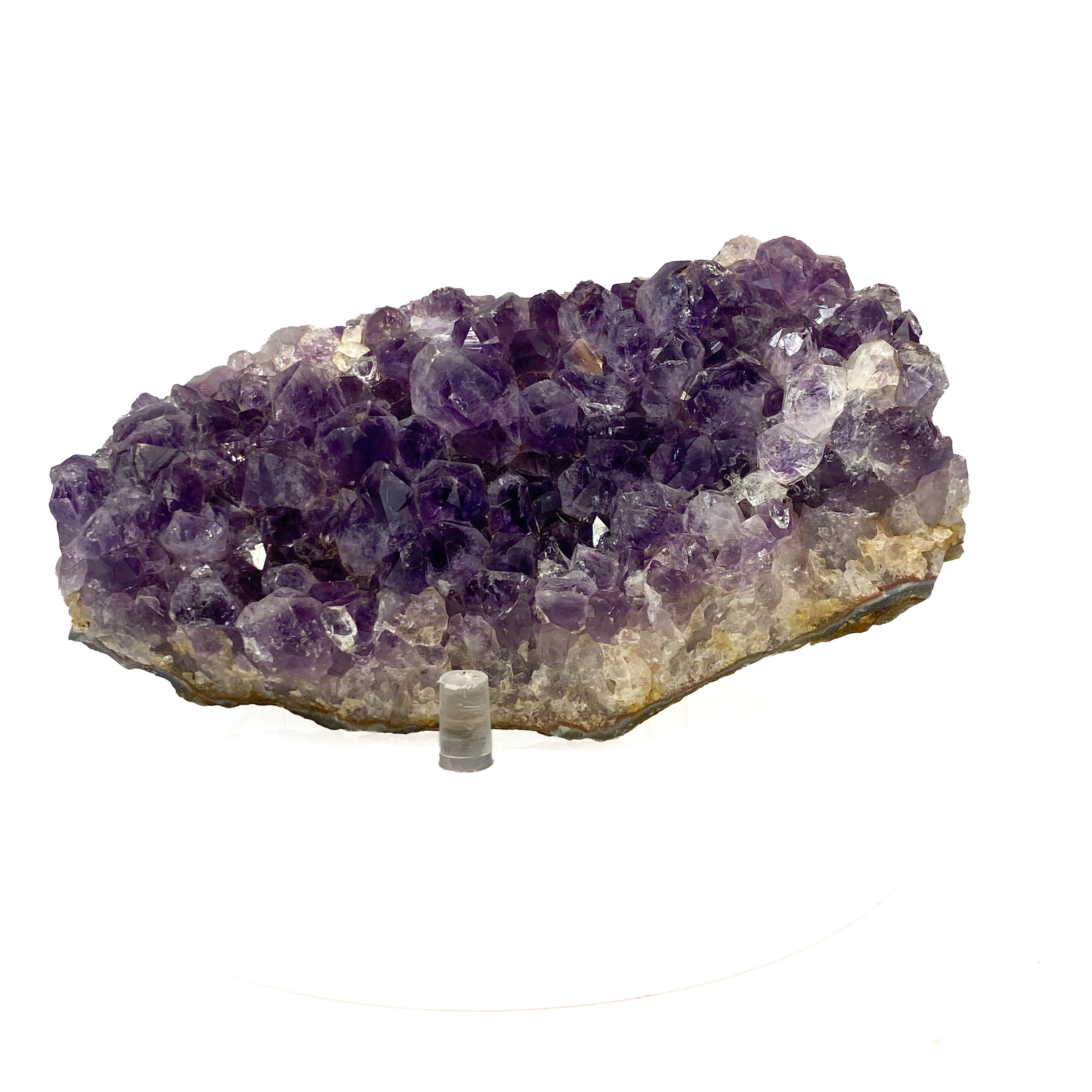 #1009  Rich Deep Amethyst Cluster with Some Clear Crystals for a Rich Contrast, Partial Amethyst Phantoms in Some Points, 6Lx3.25W x 1.75T, 1 lb  4.2oz