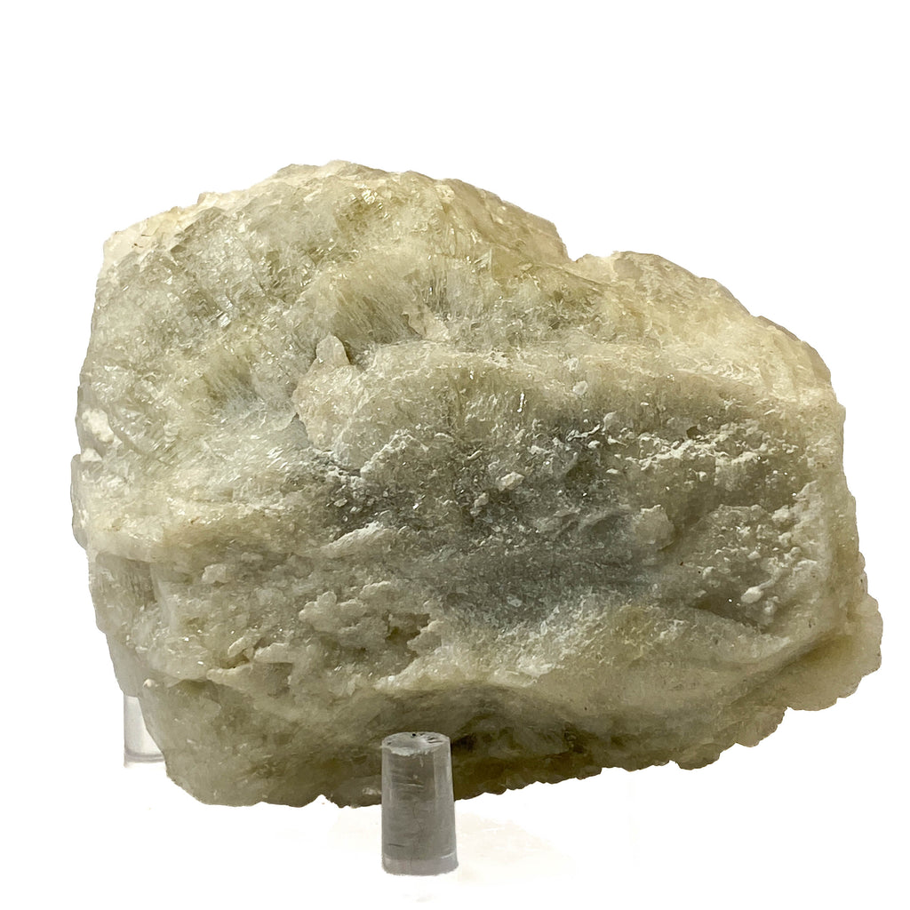 Elestial smoky citrine candle quartz point with daughter crystals on white background