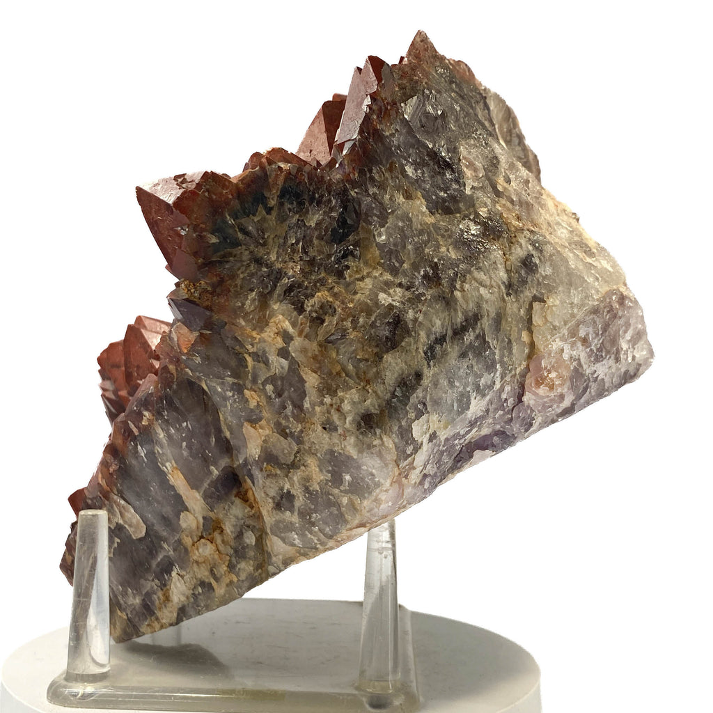Red hematoid quartz cluster with sharp crystal points, Thunder Bay Ontario