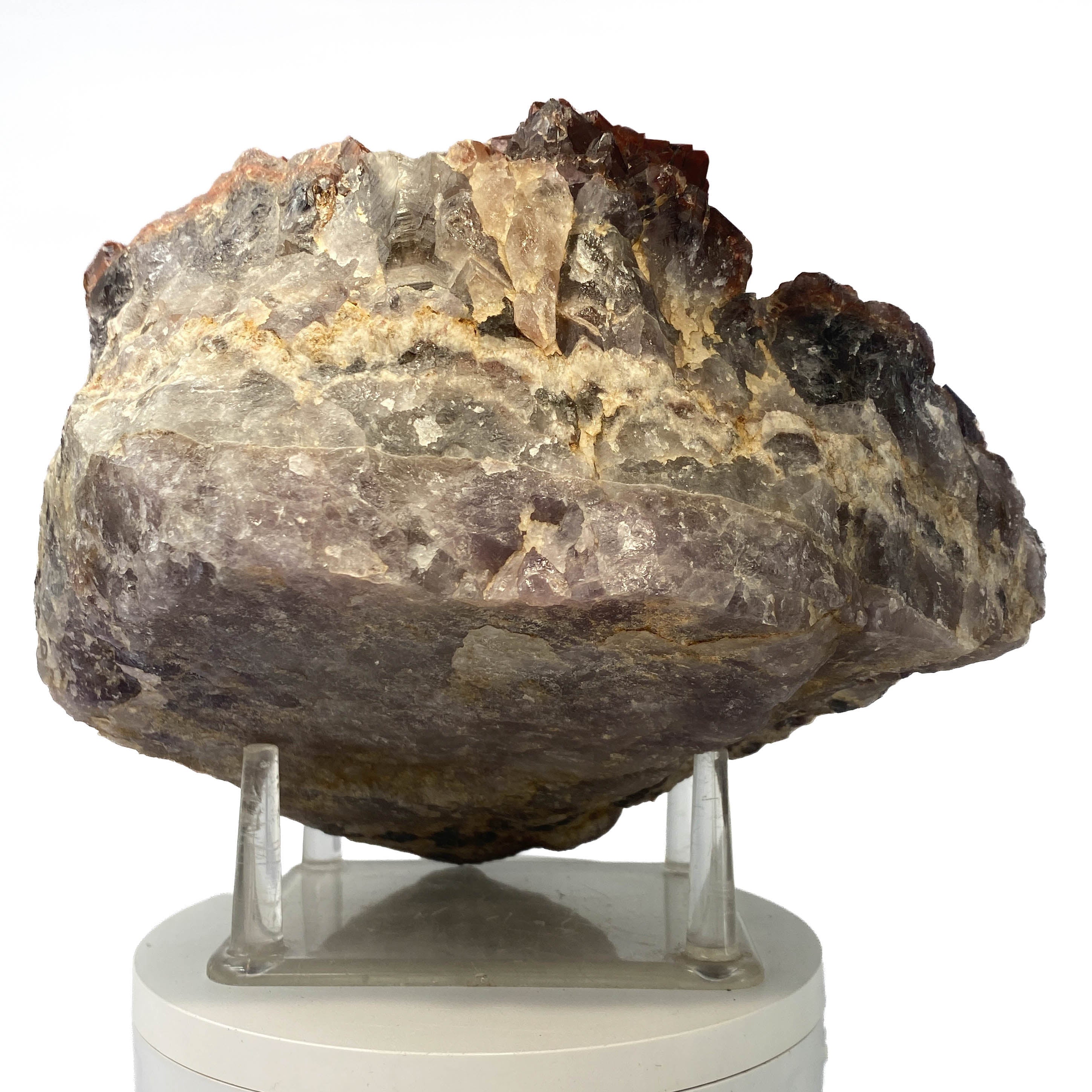 Red hematoid quartz cluster with sharp crystal points, Thunder Bay Ontario