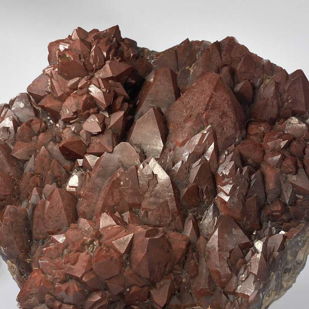 Red hematoid quartz cluster with sharp crystal points, Thunder Bay Ontario