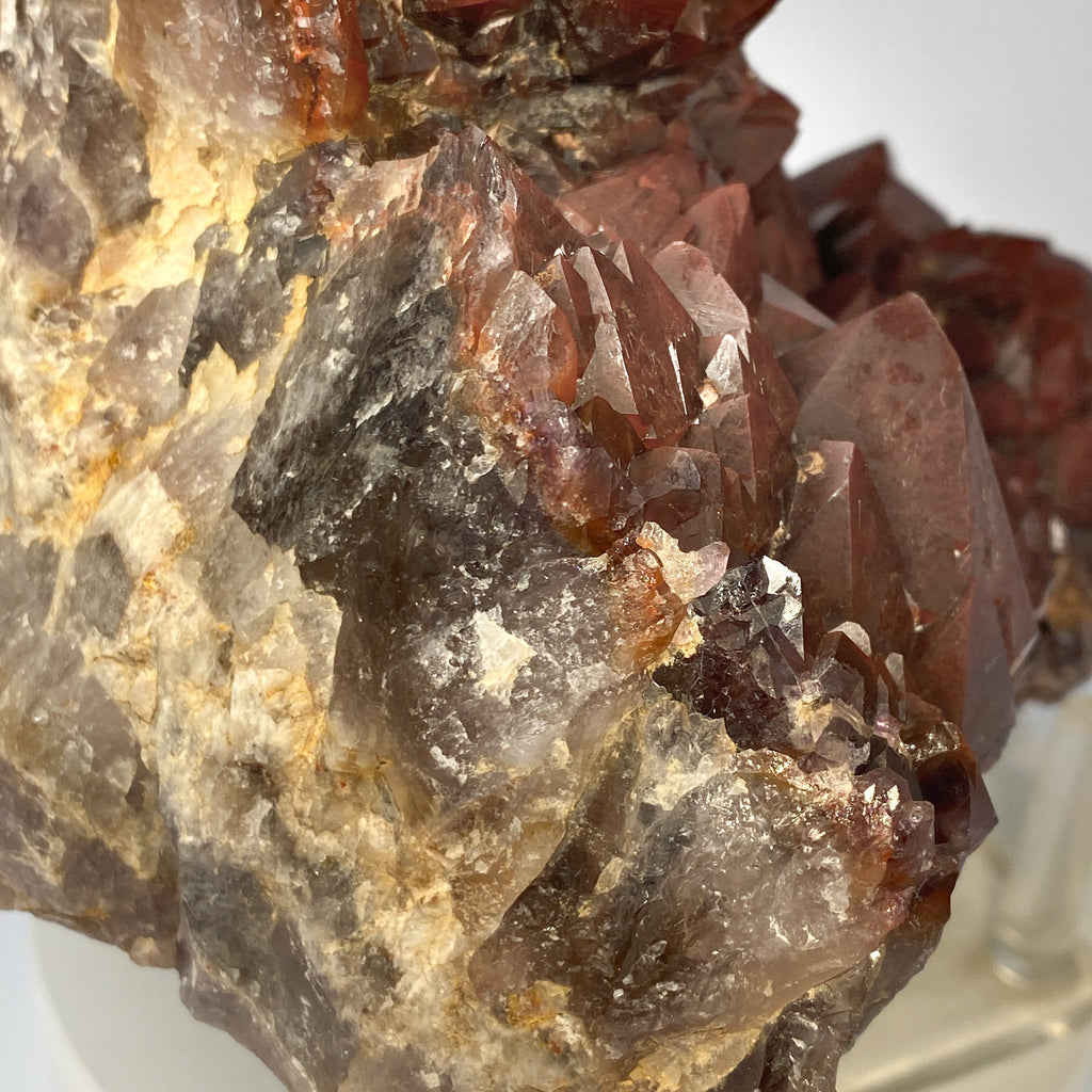 Red hematoid quartz cluster with sharp crystal points, Thunder Bay Ontario