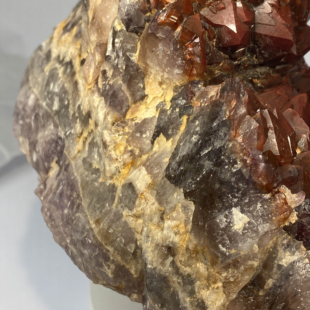 Red hematoid quartz cluster with sharp crystal points, Thunder Bay Ontario
