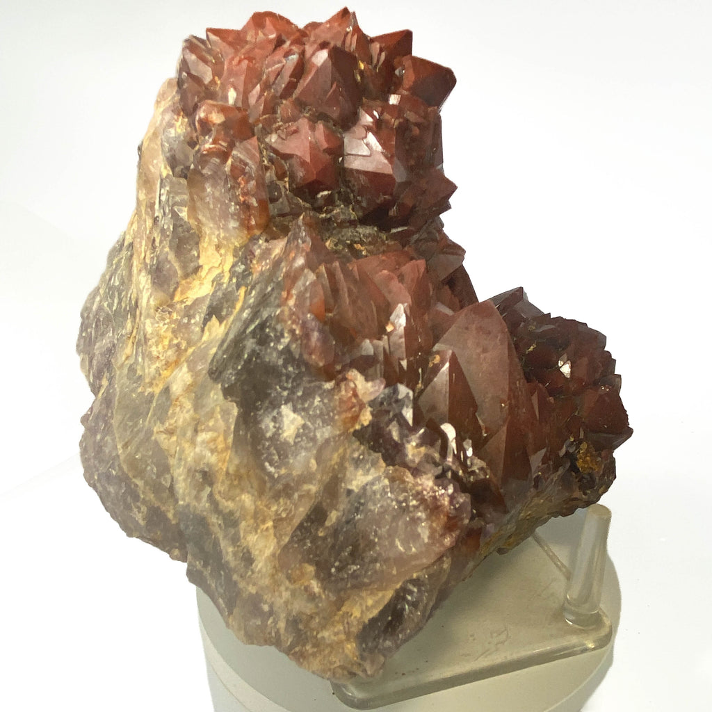 Red hematoid quartz cluster with sharp crystal points, Thunder Bay Ontario