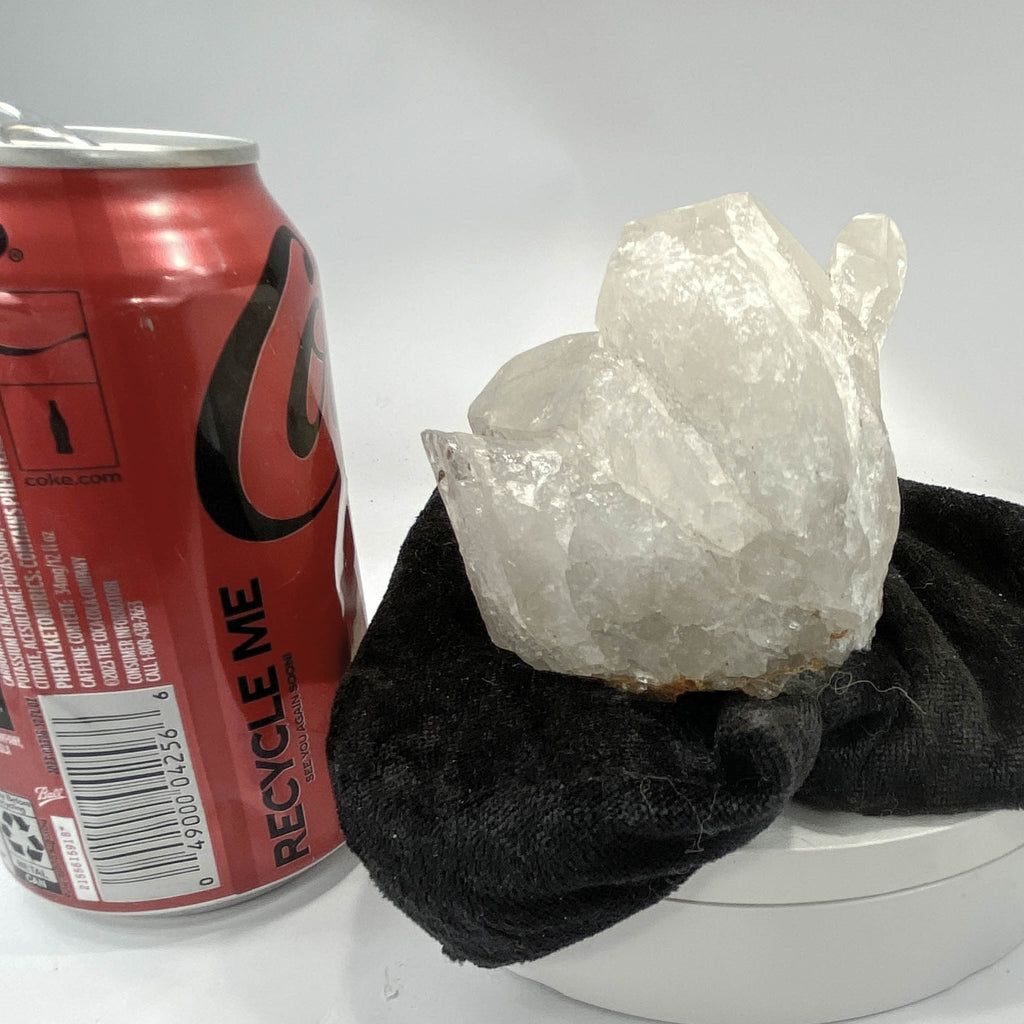 Mid-century Crater Lake Oregon quartz cluster on white background