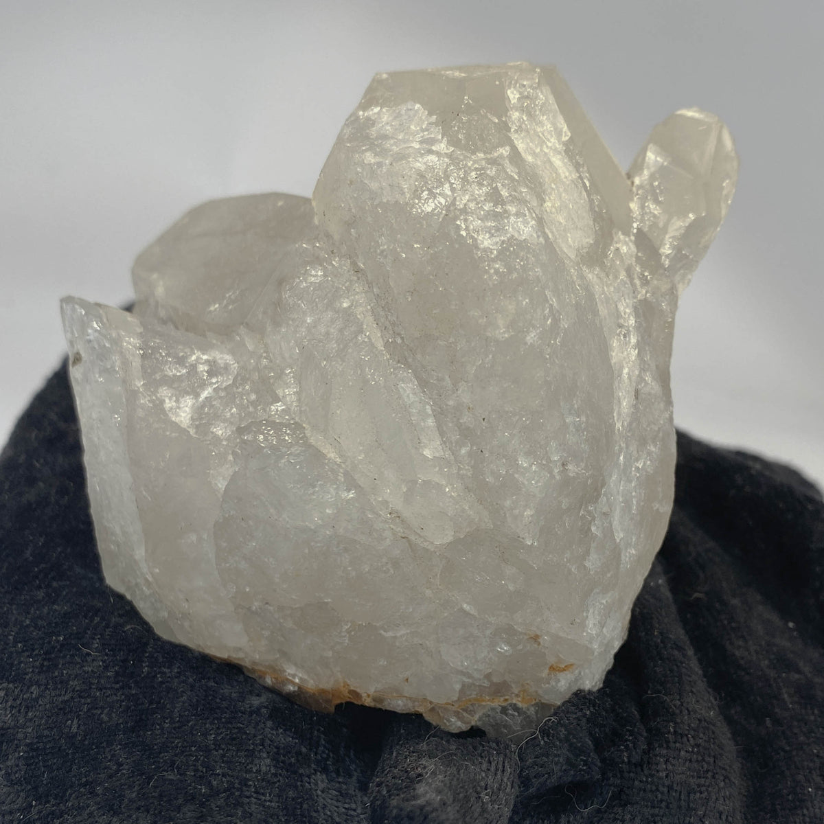 Mid-century Crater Lake Oregon quartz cluster on white background