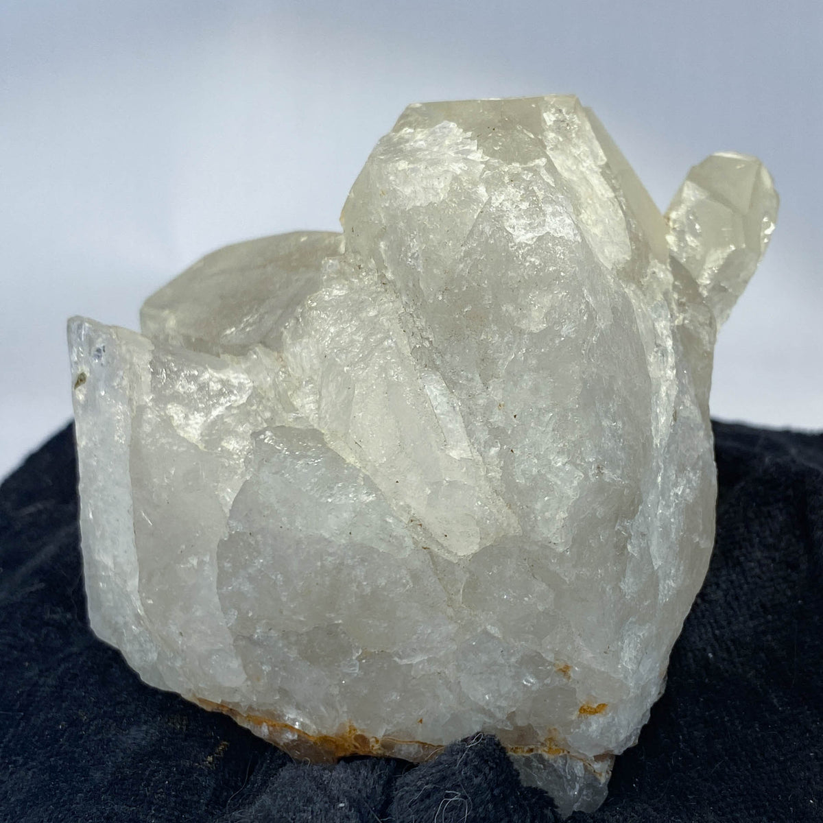 Mid-century Crater Lake Oregon quartz cluster on white background