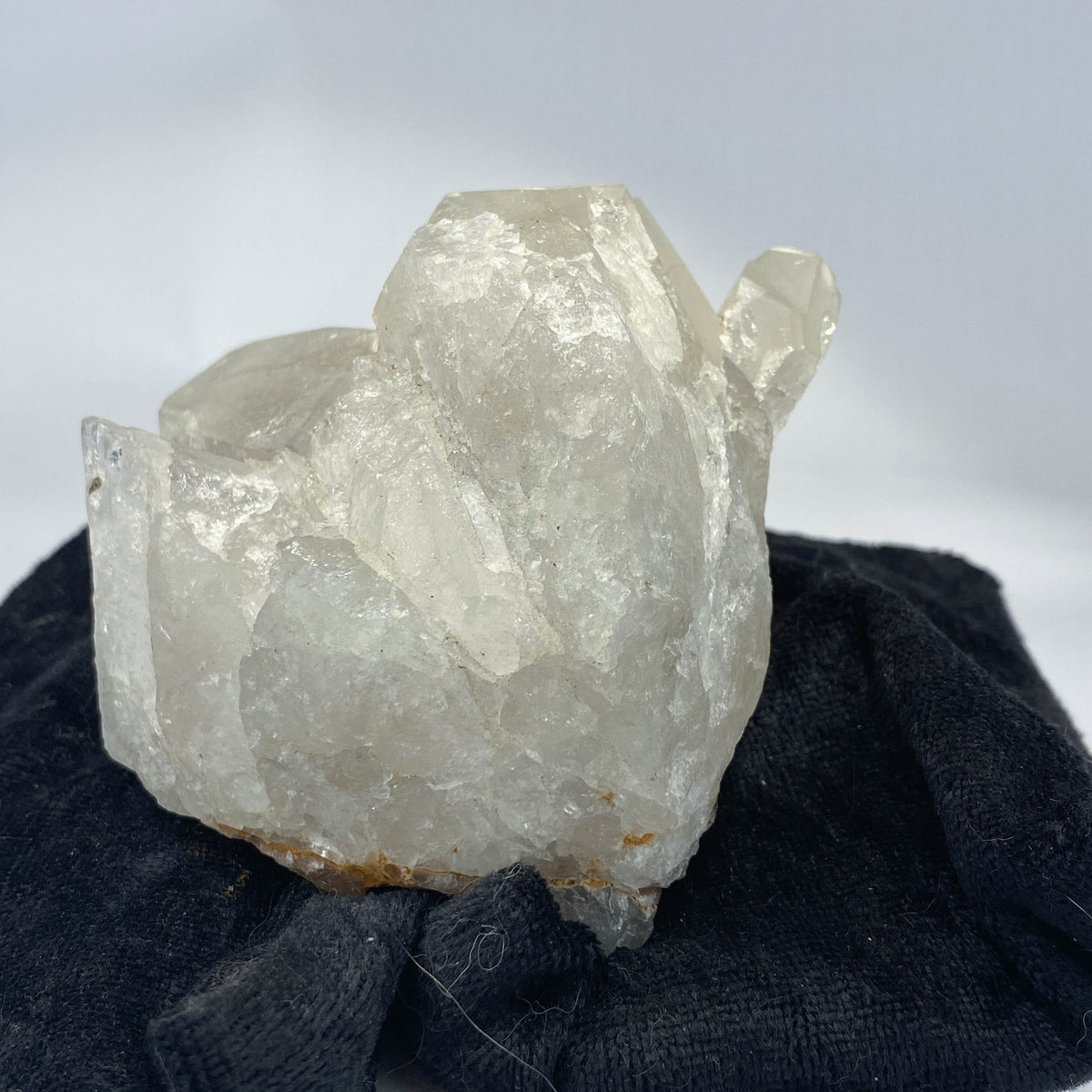 Mid-century Crater Lake Oregon quartz cluster on white background