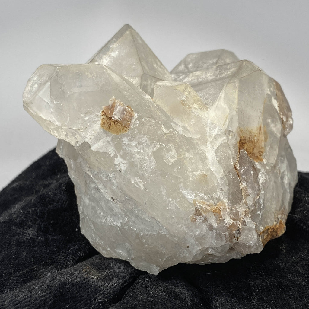 Mid-century Crater Lake Oregon quartz cluster on white background