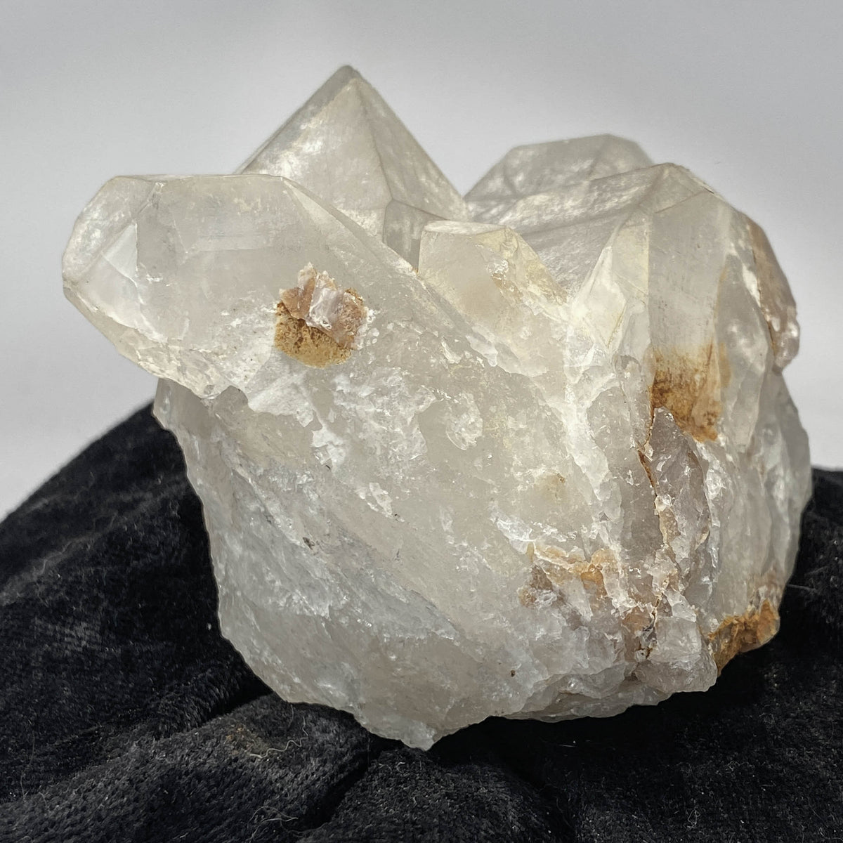 Mid-century Crater Lake Oregon quartz cluster on white background