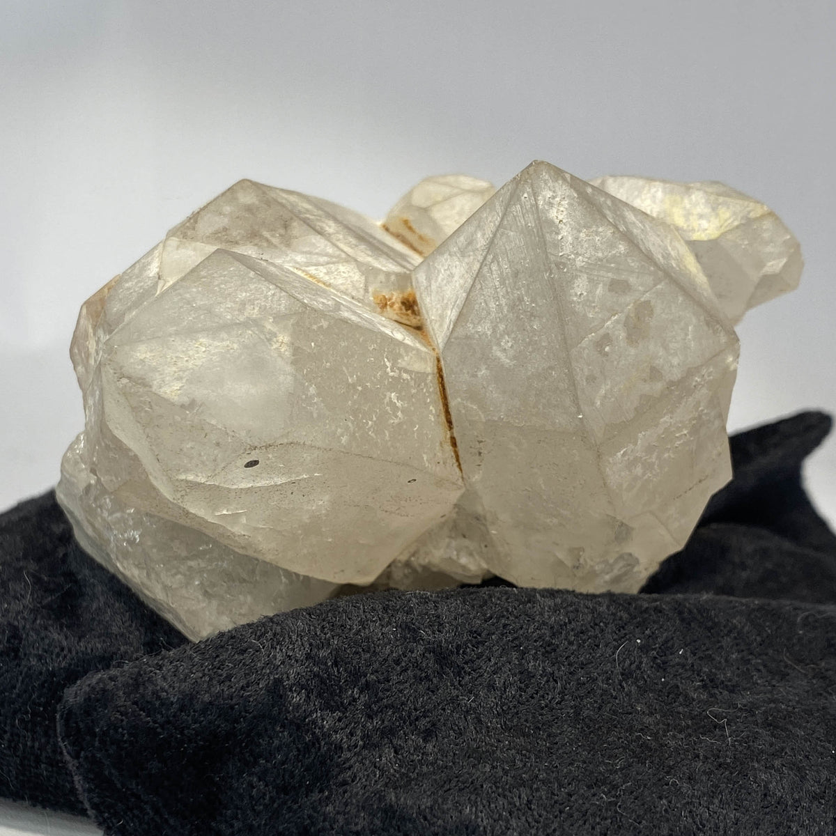 Mid-century Crater Lake Oregon quartz cluster on white background
